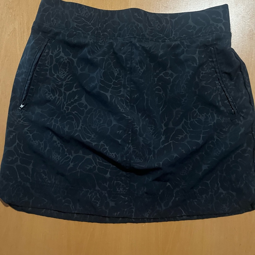 Black Floral Print Mini Skort